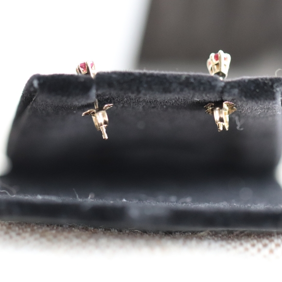 14K Solid Gold and Marquise Garnet Earrings - "Bonfire Heart " - Picture 5 of 5